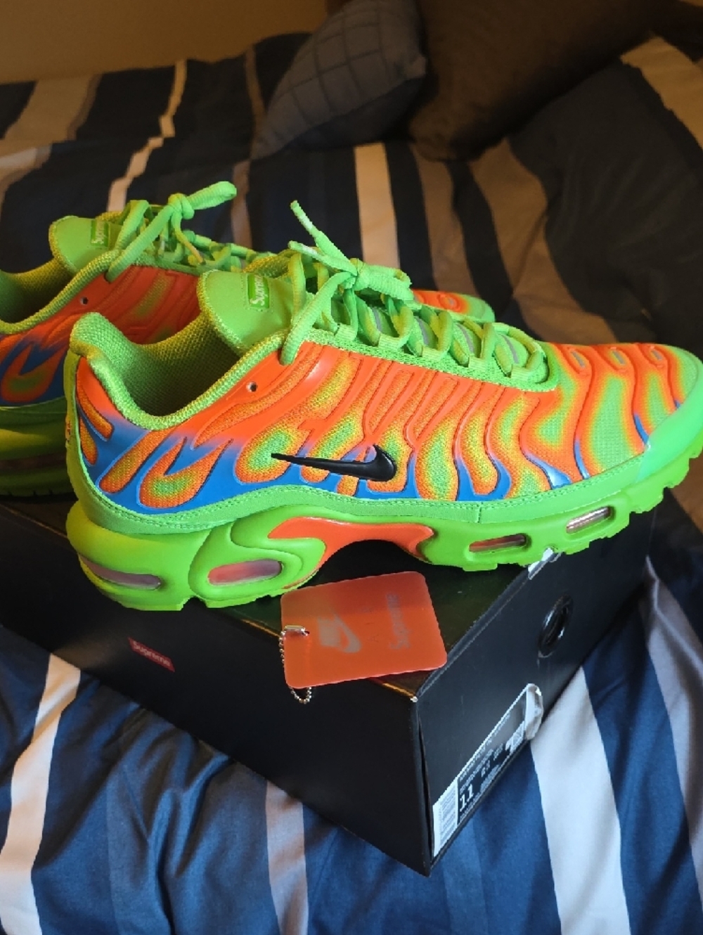Nike Kids Neon Green & Orange Athletic Sneakers - Picture 3 of 11